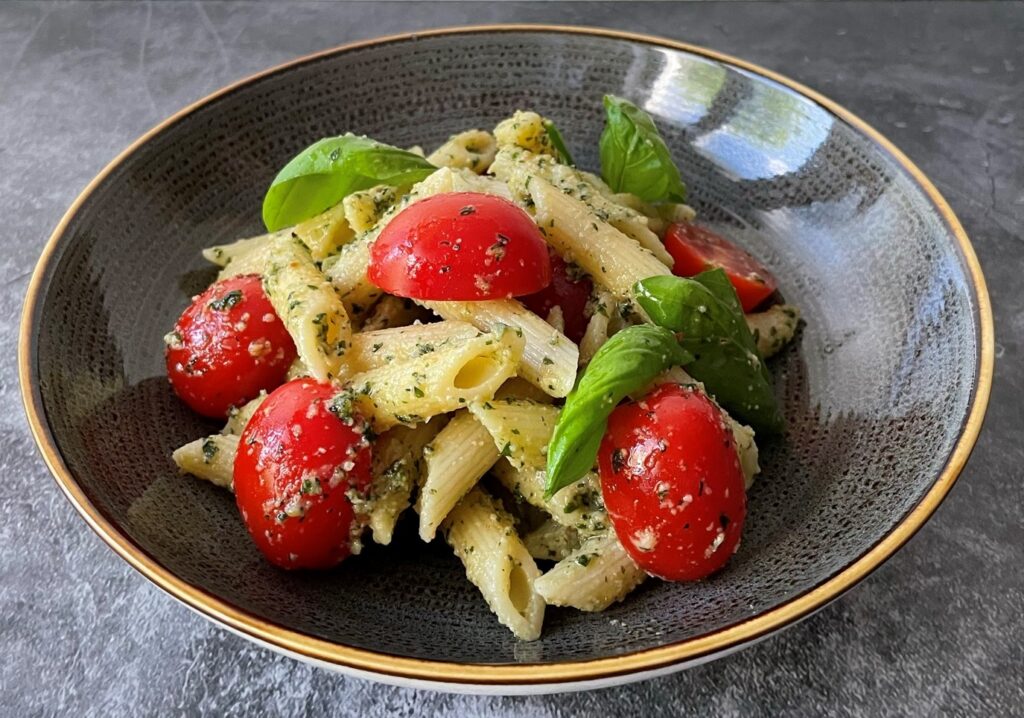 Low Fodmap Pesto Pasta salad